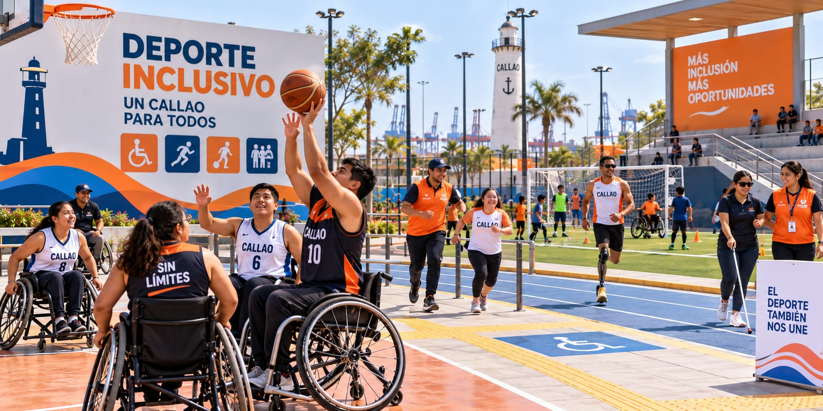 Visualización de una jornada de deporte inclusivo en el Callao con básquet en silla de ruedas.